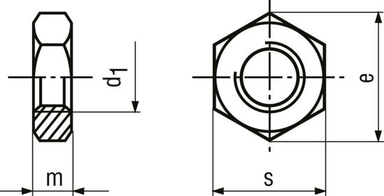 Bild von Sechskantmuttern 0,5d Feingewinde