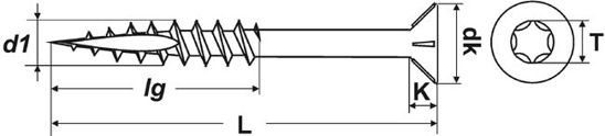 Bild von Holz-Bohrschrauben mit Senkkopf Torx